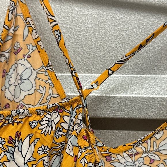 Old Navy Womens Floral Yellow Maxi Dress Cross Back Strappy Summer Boho Artsy - Picture 8 of 10